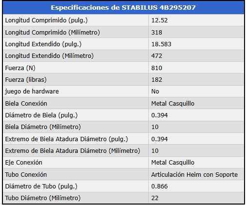 AMORTIGUADOR DE COMPUERTA TRASERA - LH. Fuerza=810 N / 182 Lb. Ext=47.2cm. Comp=31.8cm foto 3